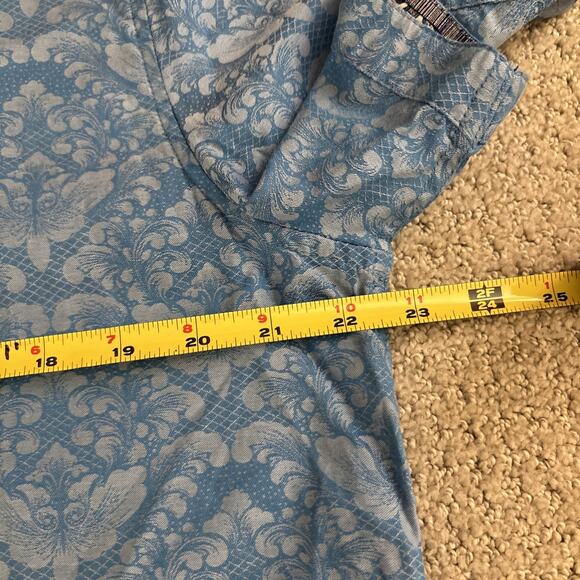 Robert Graham Shirt Mens Sz L Blue Paisley Floral Short Sleeve Cotton Button Up - Picture 6 of 10